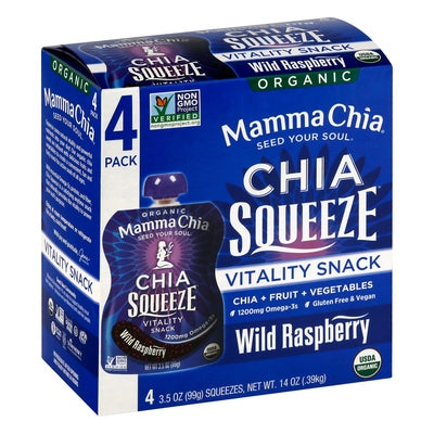 Mamma Chia Chia Squeeze Organic Wild Raspberry 4 Pack Og2 6/4/3.5 OZ [UNFI #2267953] [ebt]