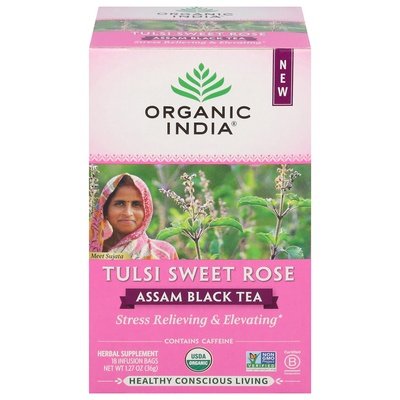 Organic India Assam Black Tea Tulsi Sweet Rose Bags Og2 6/18 BAG [UNFI #2951291] [ebt]