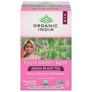 Organic India Assam Black Tea Tulsi Sweet Rose Bags Og2 6/18 BAG [UNFI #2951291] [ebt]