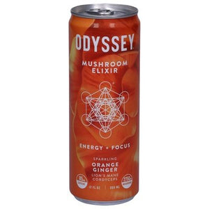 Odyssey Mushroom Elixir Orange Ginger Energy + Focus Sparkling 12/12 OZ [UNFI #2849412] [ebt] T
