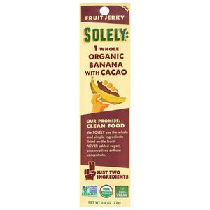 Solely Fruit Jerky Organic Banana With Cacao Og2 12/.8 OZ [UNFI-CARLISLE #2329670] [ebt]
