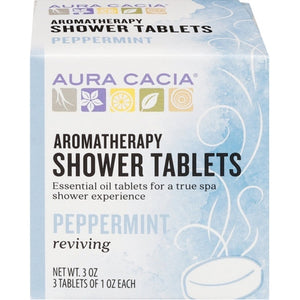 Aura Cacia Shower Tablets Aromatherapy Peppermint Reviving 1/3 oz [UNFI-CARLISLE #0414409] T