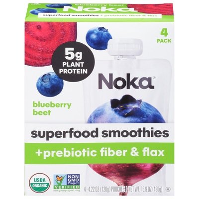 Noka Superfood Smoothies Blueberry Beet 4 Pack Og2 6/4 PACK [UNFI #2706802] [ebt]