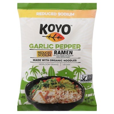 Koyo Noodles Reduced Sodium Ramen Garlic Pepper Og3 12/2.1 OZ [UNFI-CARLISLE #1186782] [ebt]