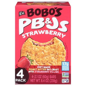 Bobos Oat Bars Pb&Js Strawberry 4 Pack 6/4/2.1 OZ [UNFI #2975746] [ebt]