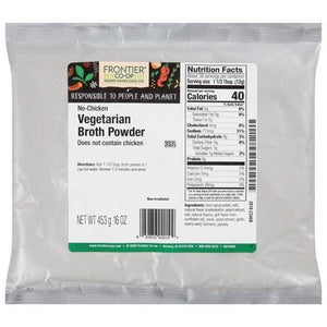 Frontier Nat Prod Co-Op Broth Powder Vegetarian No-Chicken 1LB [UNFI-CARLISLE #311225] [ebt]