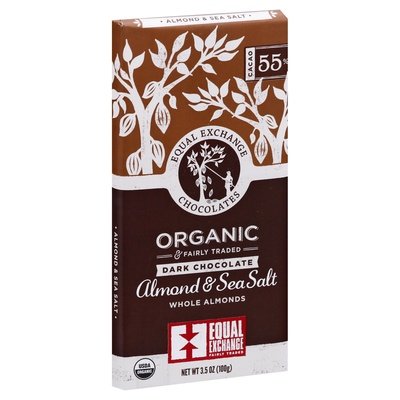 Equal Exchange Chocolate Bars Dark Chocolate Almond & Sea Salt 55% Cacao Og2 10/3.5 OZ [UNFI #2404515] [ebt]