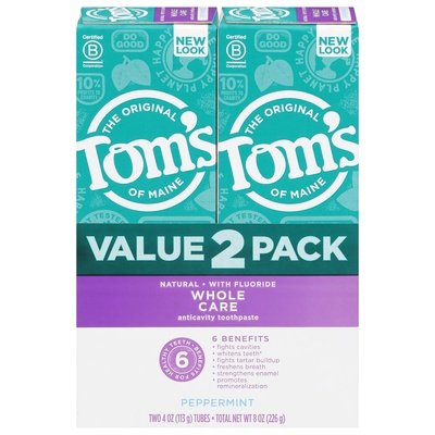 Toms Of Maine Toothpaste Anticavity Peppermint Whole Care Value Pack 1/2/4 OZ [UNFI-CARLISLE #2710192] T