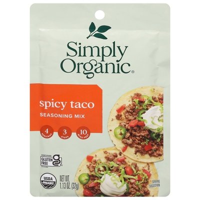 Simply Organic Seasoning Mix Spicy Taco Og2 12/1.13 OZ [UNFI #916411] [ebt]