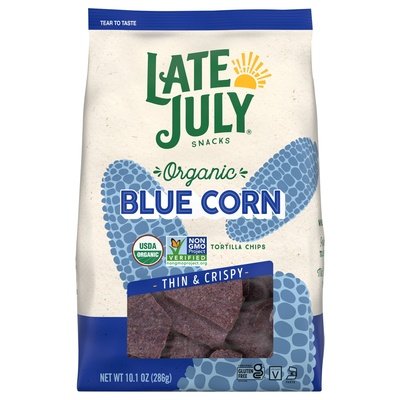 Late July Snacks Tortilla Chips Organic Blue Corn Thin & Crispy Og2 9/10.1 OZ [UNFI #2805208] [ebt]