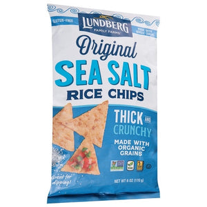 Lundberg Family Farms Rice Chips Sea Salt Original Thick And Crunchy Og3 6/5.5 OZ [UNFI #3028925] [ebt]