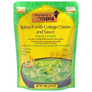 Kitchens Of India Spinach With Cottage Cheese And Sauce Palak Paneer Mild 6/10 OZ [UNFI-CARLISLE #734517] [ebt]