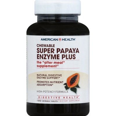 American Health Super Papaya Enzyme Plus Chewable Tablets 1/180 TAB [UNFI-CARLISLE #760405]