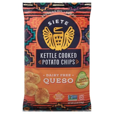 Siete Potato Chips Queso Kettle Cooked 6/5.5 OZ [UNFI #2796696] [ebt]
