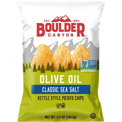 Boulder Canyon Potato Chips Olive Oil Classic Sea Salt Kettle Style 12/6.5 oz [UNFI #1309699 ] [ebt]