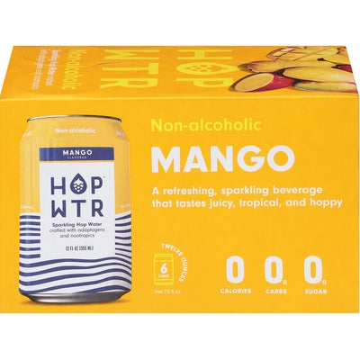 Hop Wtr Sparkling Hop Water Mango Flavored Non-Alcoholic 4/6/12 oz [UNFI #2821759 ] [ebt]