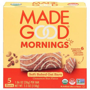 Made Good Oat Bars Soft Baked Cinnamon Bun Flavor Og2 6/5.3 OZ [UNFI #2972909] [ebt]