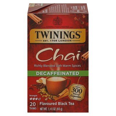 Twinings Black Tea Chai Decaffeinated Tea Bags 6/20 BAG [UNFI #743088] [ebt]