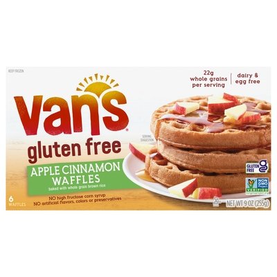 Vans International Foods Waffles Gluten Free Apple Cinnamon 12/9 OZ [UNFI #370080] [ebt]