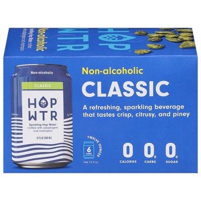 Hop Wtr Sparkling Hop Water Classic Non-Alcoholic 4/6/12 OZ [UNFI #2821783] [ebt]
