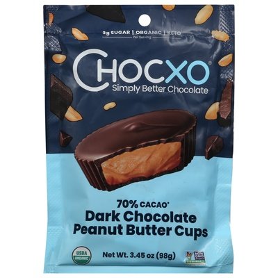 Chocxo Peanut Butter Cups Dark Chocolate 70% Cacao Og2 6/3.45 OZ [UNFI #2826006] [ebt]