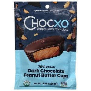 Chocxo Peanut Butter Cups Dark Chocolate 70% Cacao Og2 6/3.45 OZ [UNFI #2826006] [ebt]