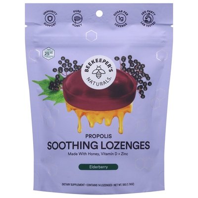 Beekeepers Naturals Soothing Lozenges Propolis Elderberry 1/1.76 OZ [UNFI-CARLISLE #2760932]