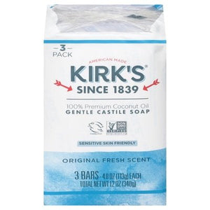 Kirks Castile Soap Gentle Original Fresh Scent 3 Pack 1/3/4 OZ [UNFI-CARLISLE #419358] T