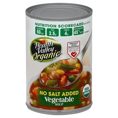 Health Valley Soup No Salt Added Vegetable Og2 12/15 OZ [UNFI #440024] [ebt]