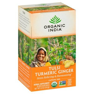Organic India Herbal Supplement Tulsi Turmeric Ginger Caffeine Free Infusion Bags Og2 6/18 BAG [UNFI #1744507] [ebt]
