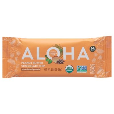 Aloha Protein Bar Organic Peanut Butter Chocolate Chip Og2 12/1.9 OZ [UNFI-CARLISLE #2149011] [ebt]