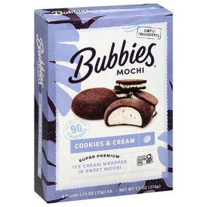 Bubbies Hawaii Mochi Cookies & Cream Super Premium 8/7.5 OZ [UNFI #2828952] [ebt]