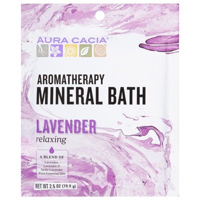 Aura Cacia Mineral Bath Aromatherapy Lavender Relaxing 6/2.5 OZ [UNFI-CARLISLE #682534] T