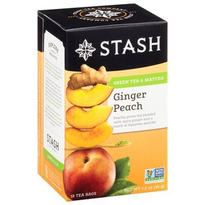Stash Tea Green Tea & Matcha Ginger Peach Tea Bags 6/18 BAG [UNFI #814970] [ebt]