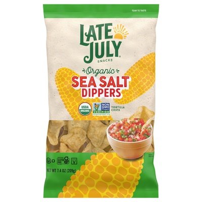 Late July Snacks Tortilla Chips Organic Sea Salt Dippers Og2 9/7.4 OZ [UNFI #2827343] [ebt]