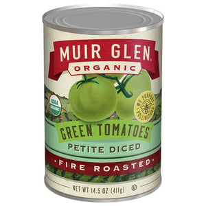 Muir Glen Green Tomatoes Petite Diced Fire Roasted Og2 12/14.5 OZ [UNFI #2889020] [ebt]