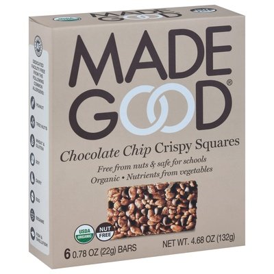 Made Good Crispy Squares Chocolate Chip 6 Pack Og2 6/4.68 OZ [UNFI #2084424] [ebt]