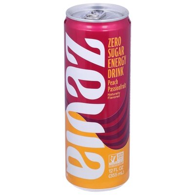 Zevia Energy Drink Zero Sugar Peach Passionfruit 12/12 OZ [UNFI #2936797] [ebt] T
