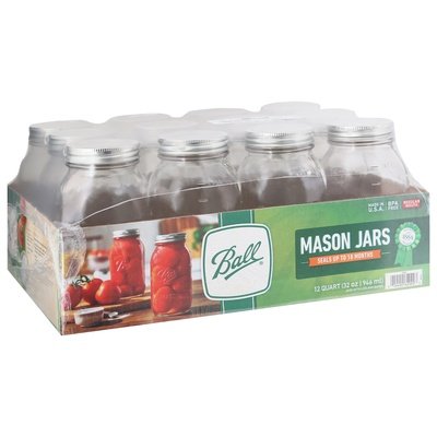 Ball Canning Mason Jars Regular Mouth Quart 1/12 CT [UNFI #105908] T