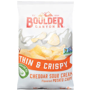 Boulder Canyon Potato Chips Cheddar Sour Cream Thin & Crispy 12/6 oz [UNFI #2627859 ] [ebt]