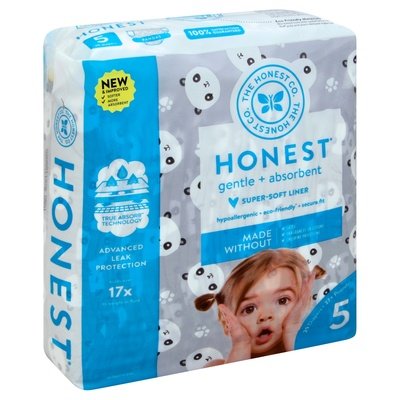 The Honest Company Diapers Gentle + Absorbent Pandas 5 (27+ Pounds) 1/20 CT [UNFI-CARLISLE #2303014] T