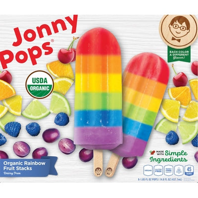 Jonny Pops Pops Dairy Free Organic Rainbow Fruit Stacks Og2 6/14.8 oz [UNFI #2923548 ] [ebt]