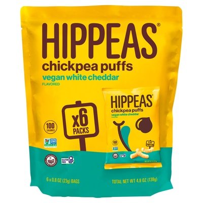 Hippeas Chickpea Puffs Vegan White Cheddar Flavored 12/6/.8 OZ [UNFI #2946457] [ebt]