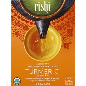 Rishi Tea Herbal Tea Organic Turmeric Ginger Caffeine-Free Bags Og2 6/15 BAG [UNFI #1588177] [ebt]