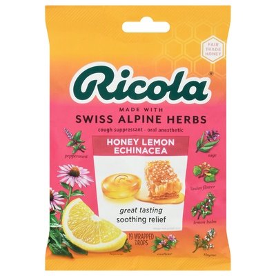 Ricola Cough Drops Honey Lemon Echinacea 8/19 CT [UNFI-CARLISLE #2885846] [ebt]