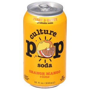 Culture Pop Soda Probiotic Soda Orange Mango & Lime Fizzy & Gutsy 12/12 OZ [UNFI #2820876] [ebt] T