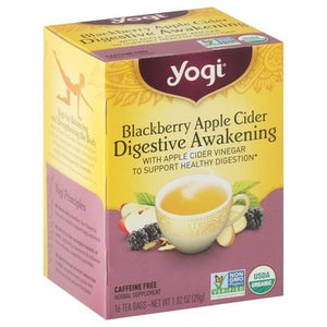 Yogi Herbal Supplement Caffeine Free Blackberry Apple Cider Digestive Awakening Tea Bags Og2 6/16 BAG [UNFI #2397834] [ebt]