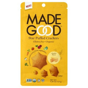 Made Good Star Puffed Crackers Organic Cheddar Flavor Og2 6/4.26 OZ [UNFI #2781243] [ebt]