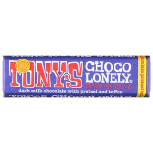 Tonys Chocolonely Dark Milk Chocolate With Pretzel And Toffee 20/1.66 OZ [UNFI #3007093] [ebt]
