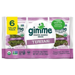 Gimme Seaweed Snacks Roasted Organic Teriyaki 6 Value Pack Og2 8/6/.17 OZ [UNFI #1858067] [ebt]